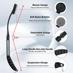Gobiteli cepillo ducha curvado ergonómico facilita limpieza de zonas difíciles.