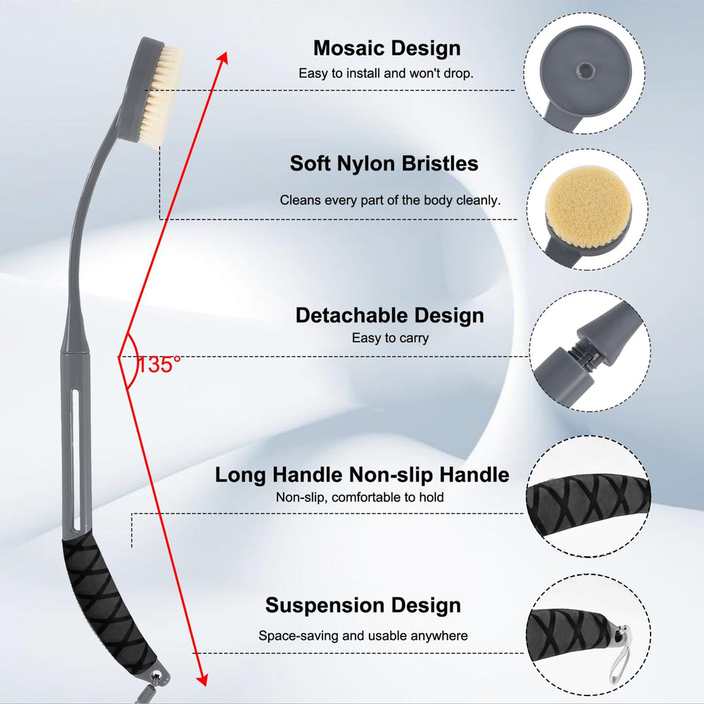 Gobiteli mango largo ergonómico ofrece agarre cómodo durante duchas prolongadas