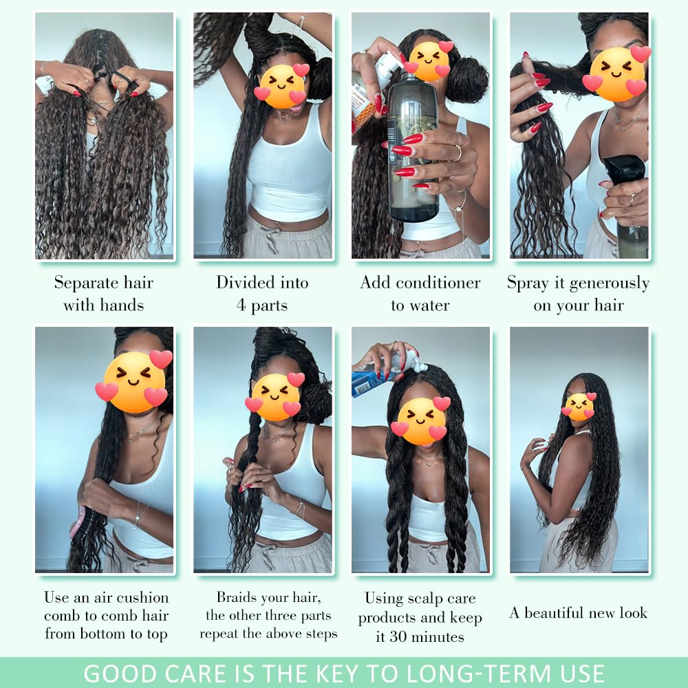 Goday care tips for boho braiding hair to reduce tangling.