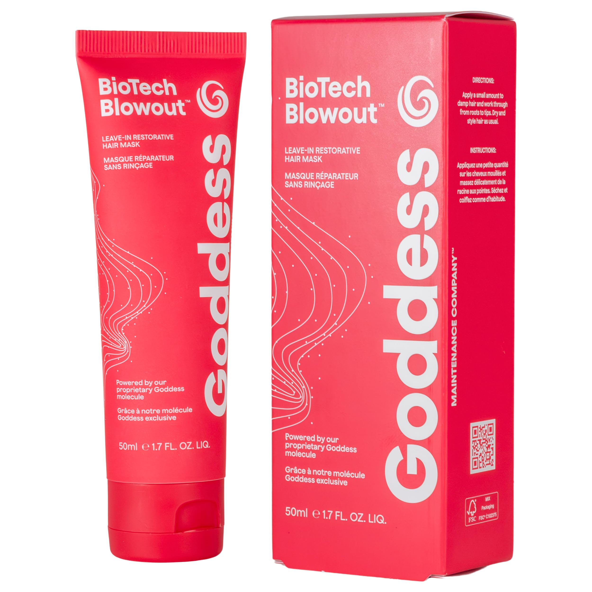 Goddess Maintenance Biotech Blowout Bottle protects hair during heat styling up to 450°F