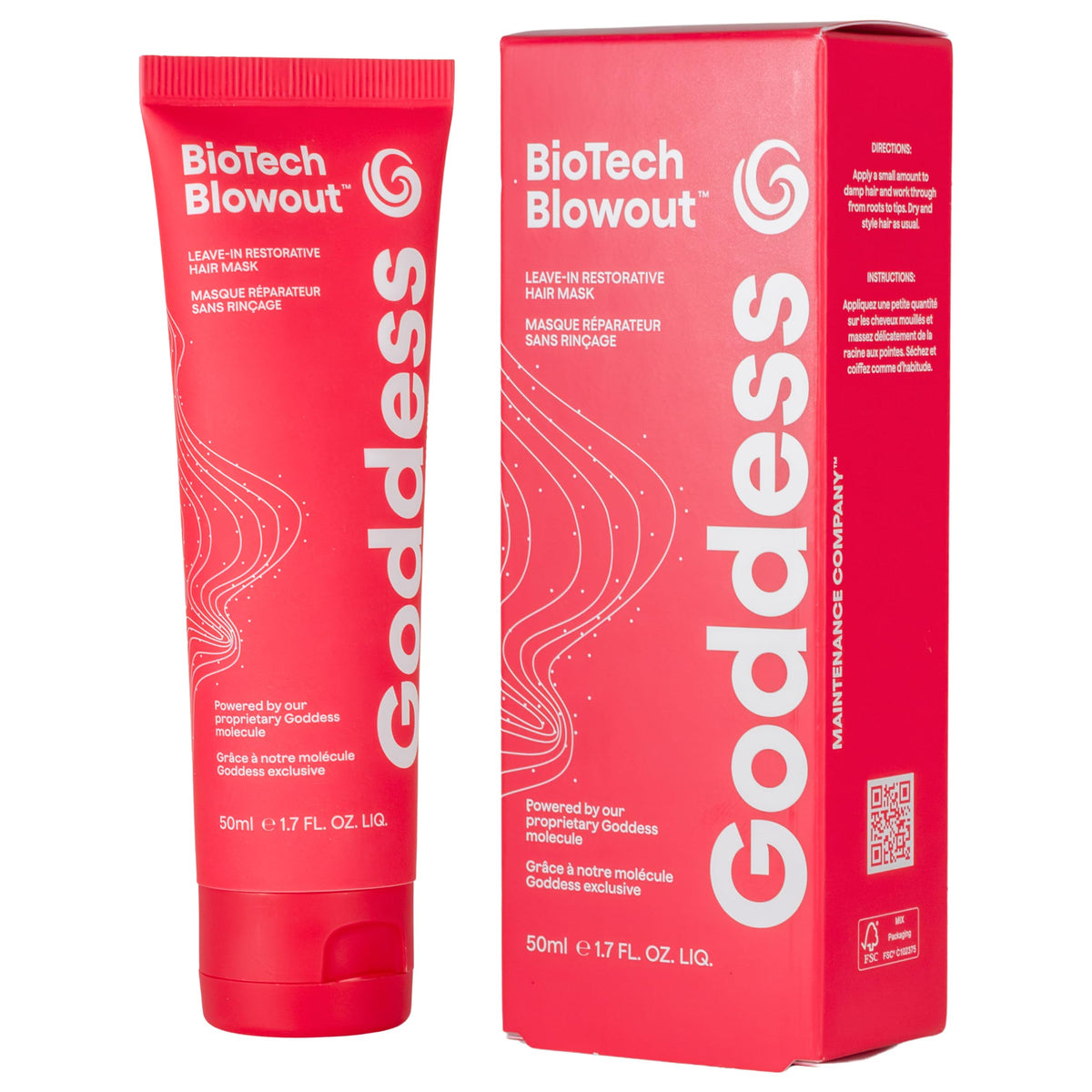 Goddess Maintenance Biotech Blowout Bottle protects hair during heat styling up to 450°F