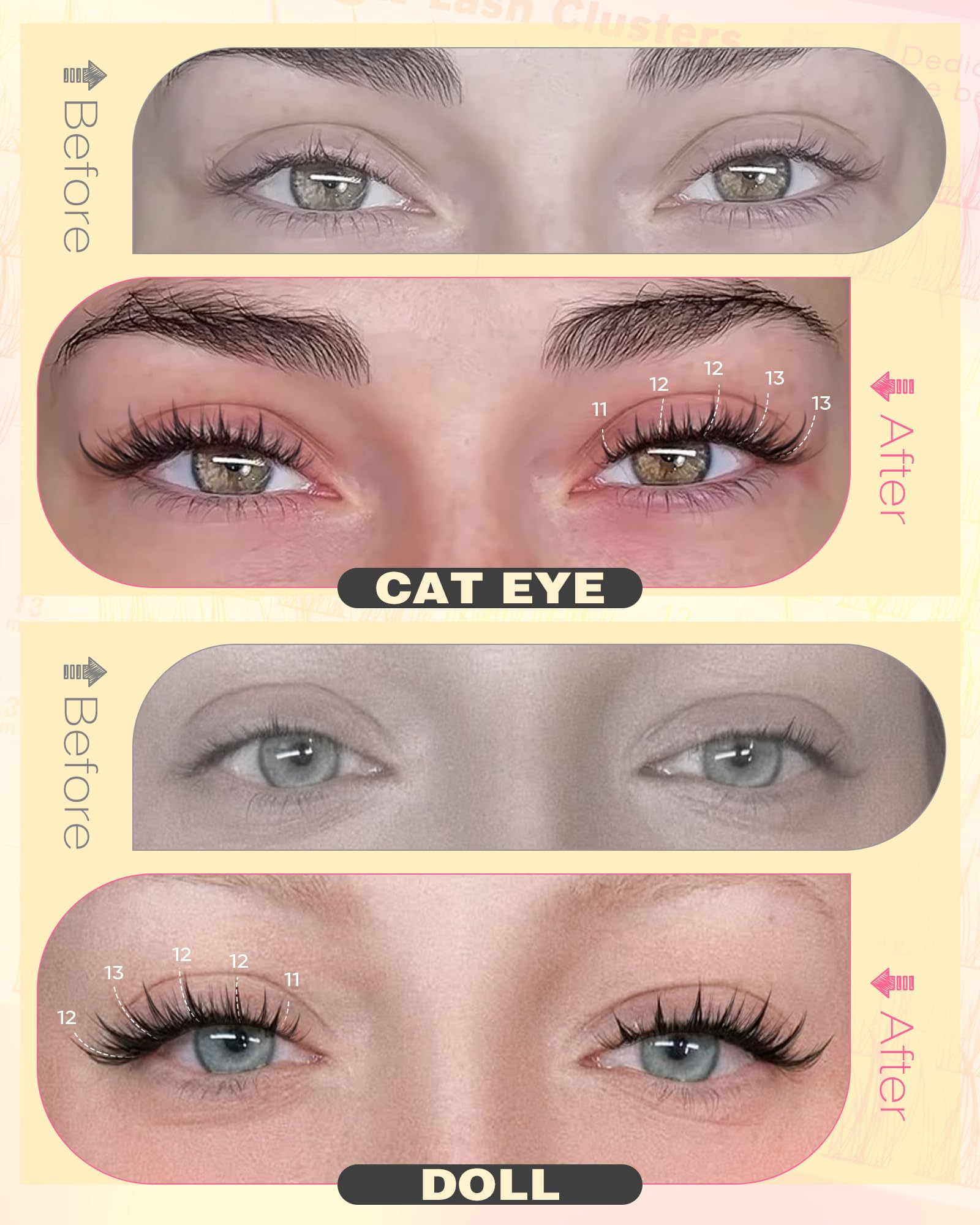 Goddvenus 13mm lash clusters for bolder eye definition