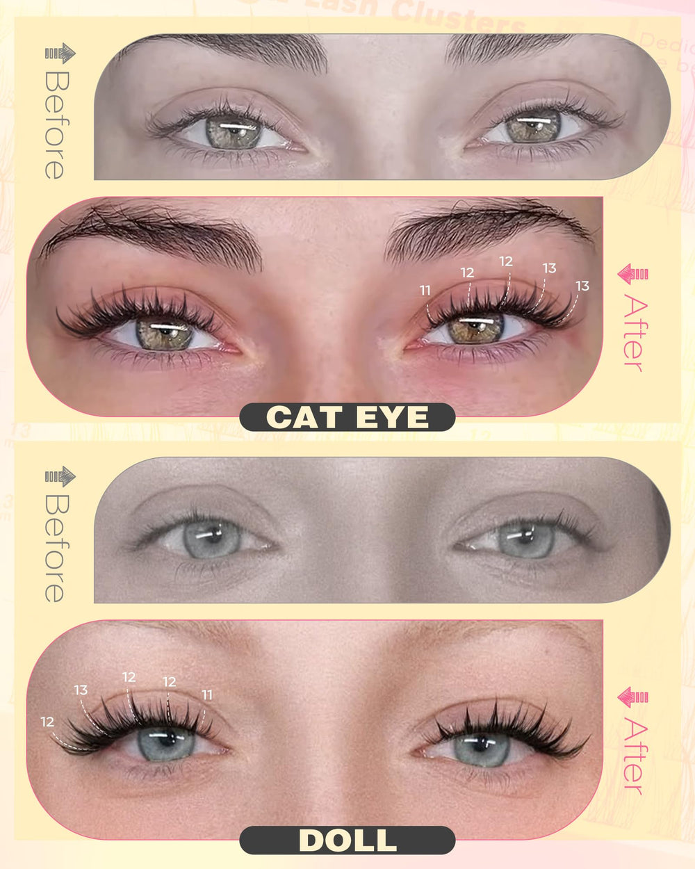 Goddvenus 13mm lash clusters for bolder eye definition