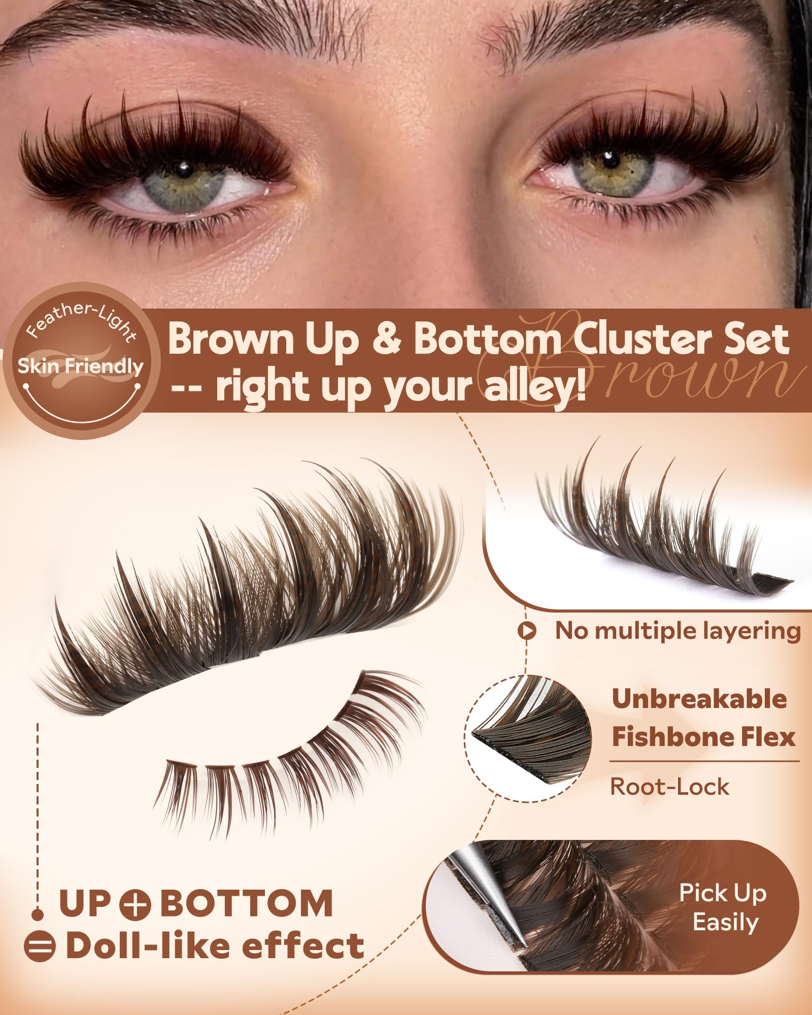 Goddvenus bottom cluster lashes 5-6mm for balanced manga doll-eye effect.