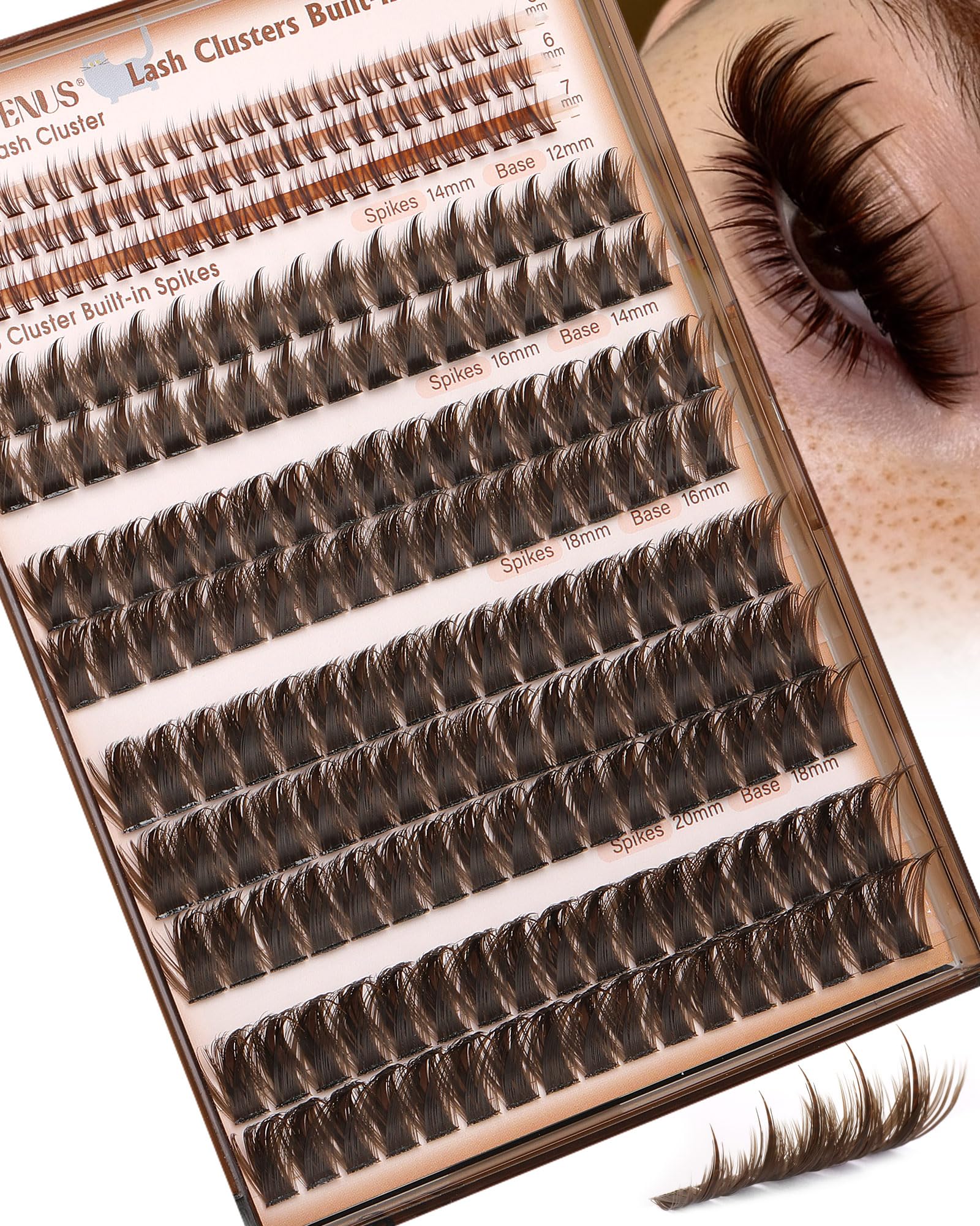 Goddvenus Brown Manga Lash Clusters with spikes for dramatic anime-inspired texture.