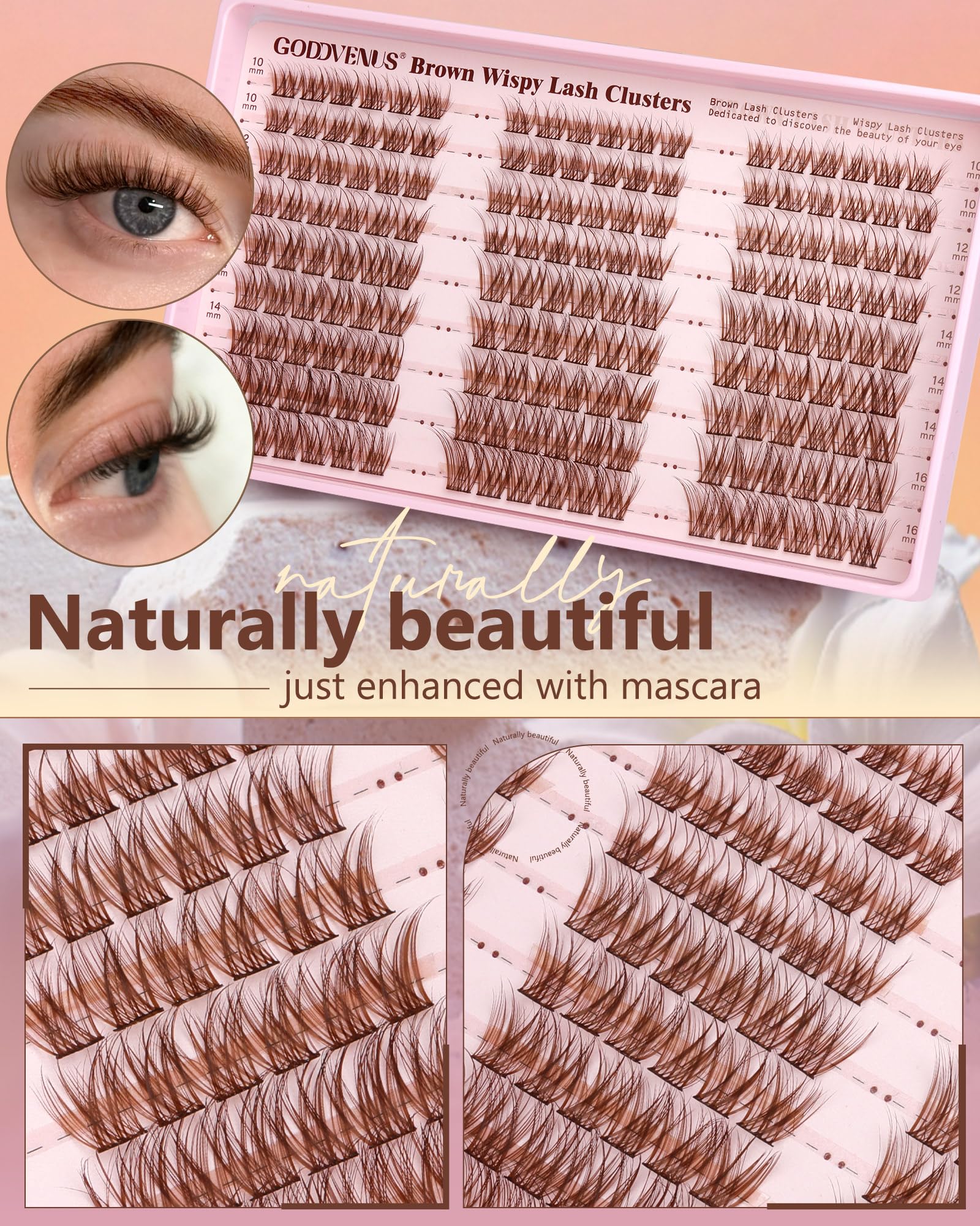 Goddvenus brown lash clusters kit long-wear seal for secure hold.