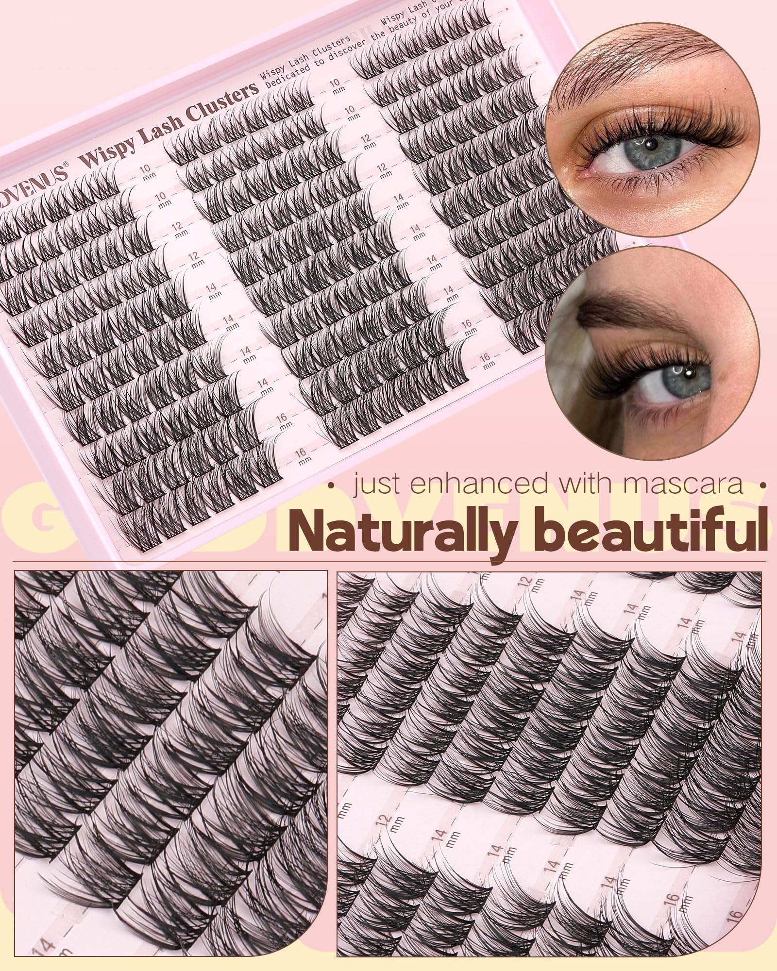 Goddvenus 16mm cat-eye look adds dramatic lash flair.