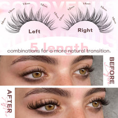 Goddvenus C Curl wispy clusters in 10-16mm blend naturally with lashes