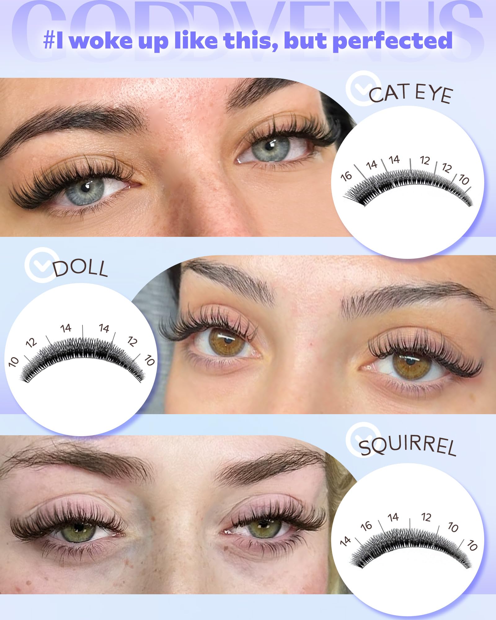Goddvenus DIY lash extension kit in hand with tweezers.