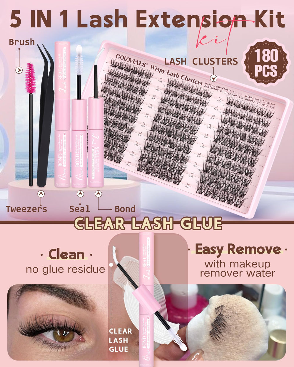 Goddvenus 10–16mm doll and cat-eye styles create soft definition.