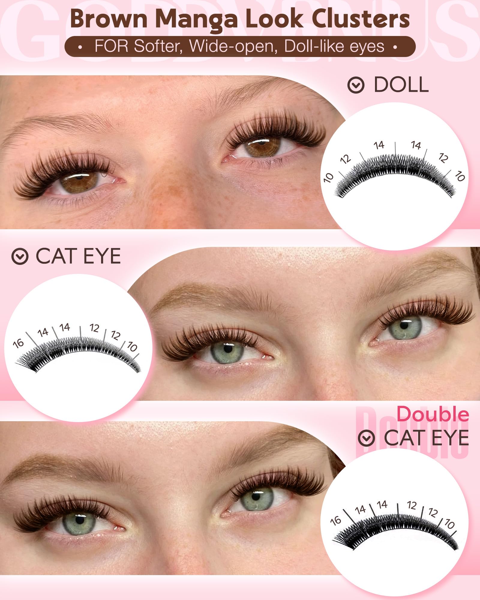 Goddvenus easy DIY lash-look with clusters for configurable volume.