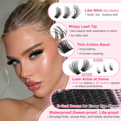 Goddvenus Fluffy Lash Clusters Kit contains 240 upper and 60 lower lashes for DIY looks
