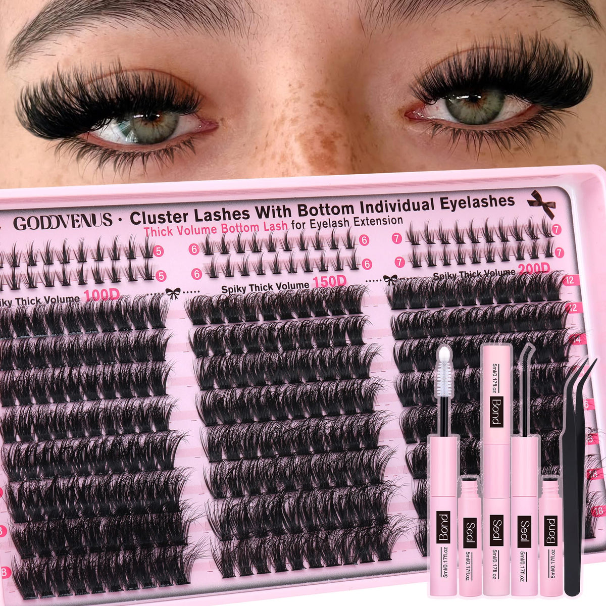 Goddvenus Fluffy Lash Clusters Kit packaging for convenient at-home styling