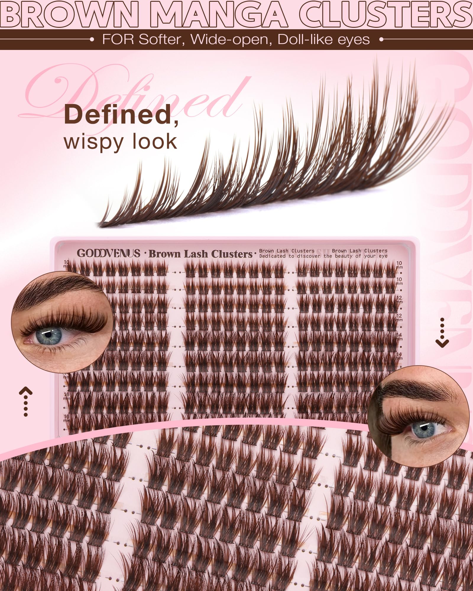 Goddvenus invisible lash band close-up for a flat lay undetectable finish.