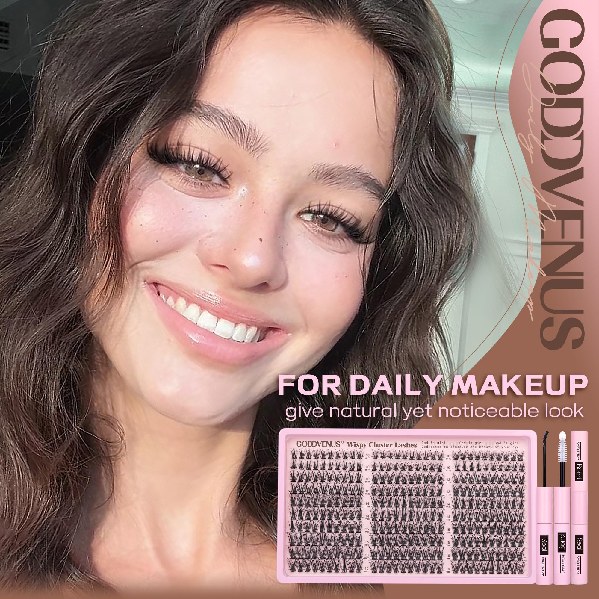 Goddvenus lash clusters 10-16mm range for versatile length customization.