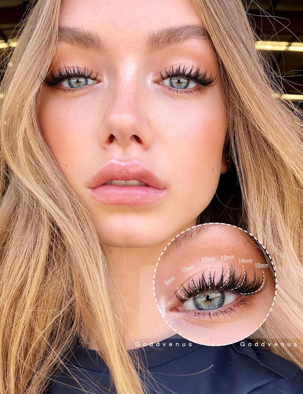 Closeup of Goddvenus Lash Clusters D-Curl for fluffy, natural texture