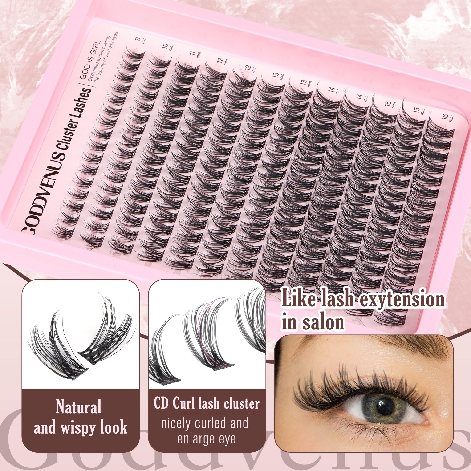 Eye demo with Goddvenus Lash Clusters for a natural look