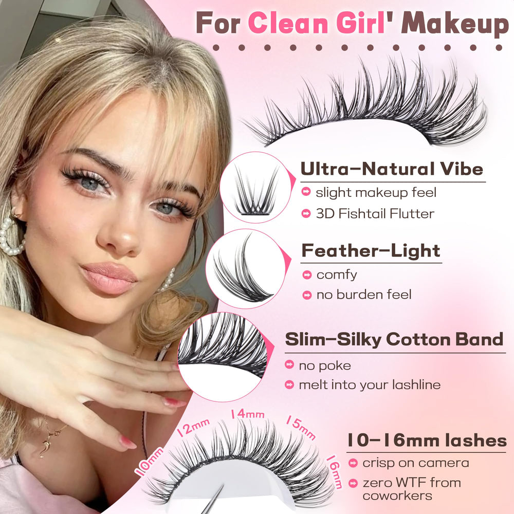 Goddvenus Lash Clusters Kit contents laid out for quick DIY lash setup
