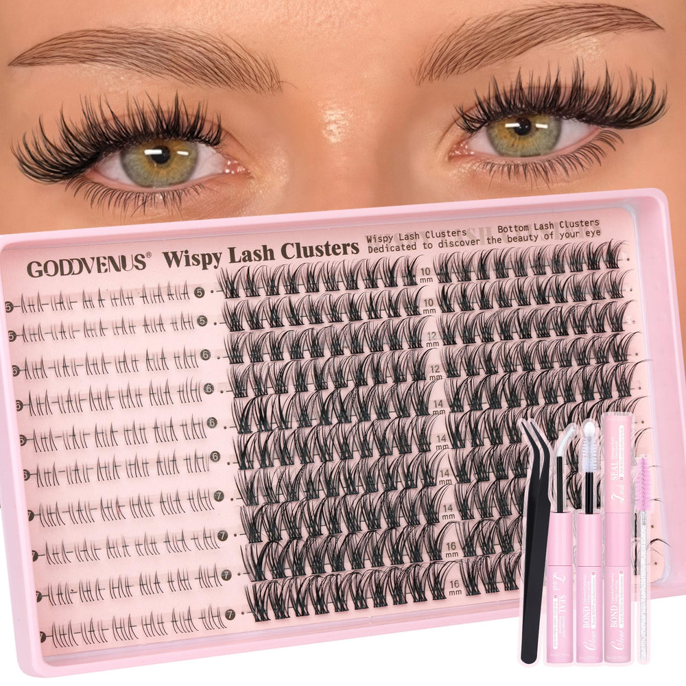 Goddvenus lash clusters kit top view for easy DIY eye enhancement