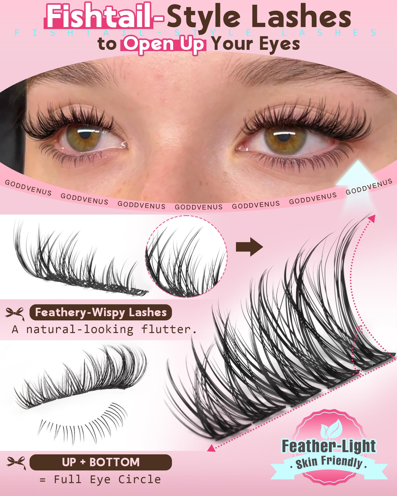 Goddvenus lash clusters kit waterproof clear glue provides strong hold