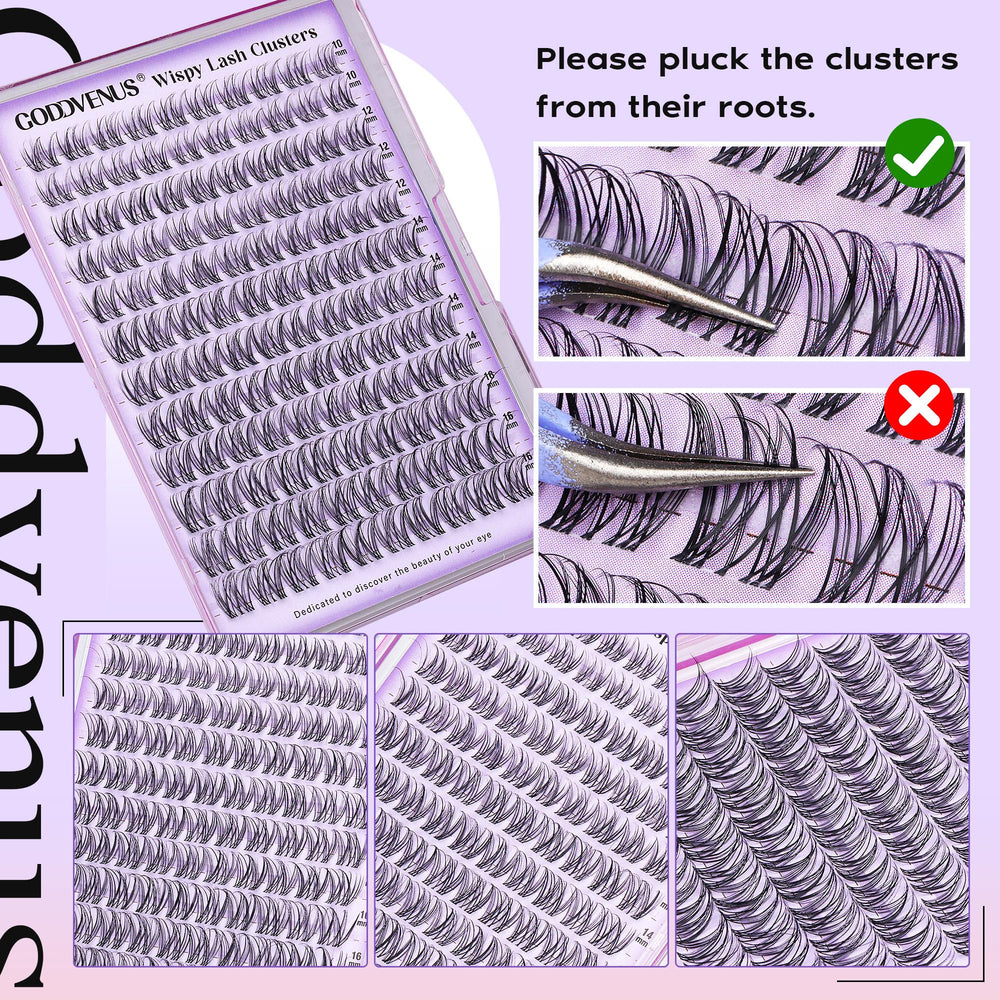 Goddvenus lash tweezers included for precise at-home application.