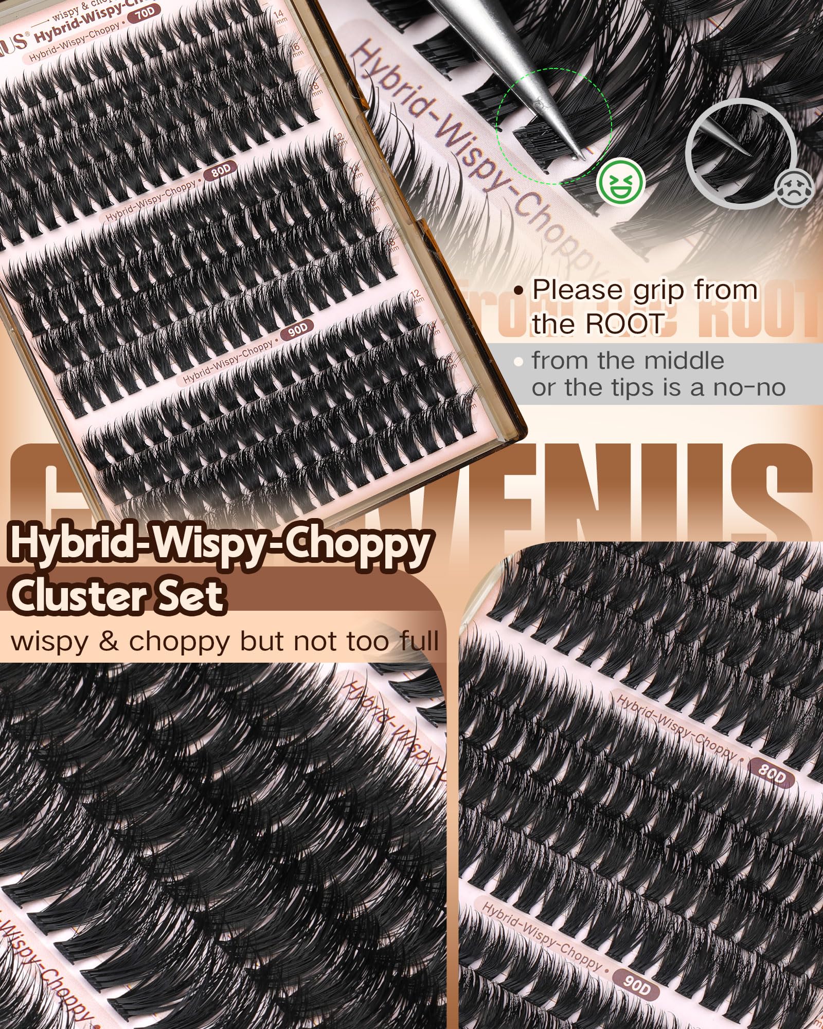 Goddvenus lightweight clusters provide comfortable wear that blends with natural lashes.