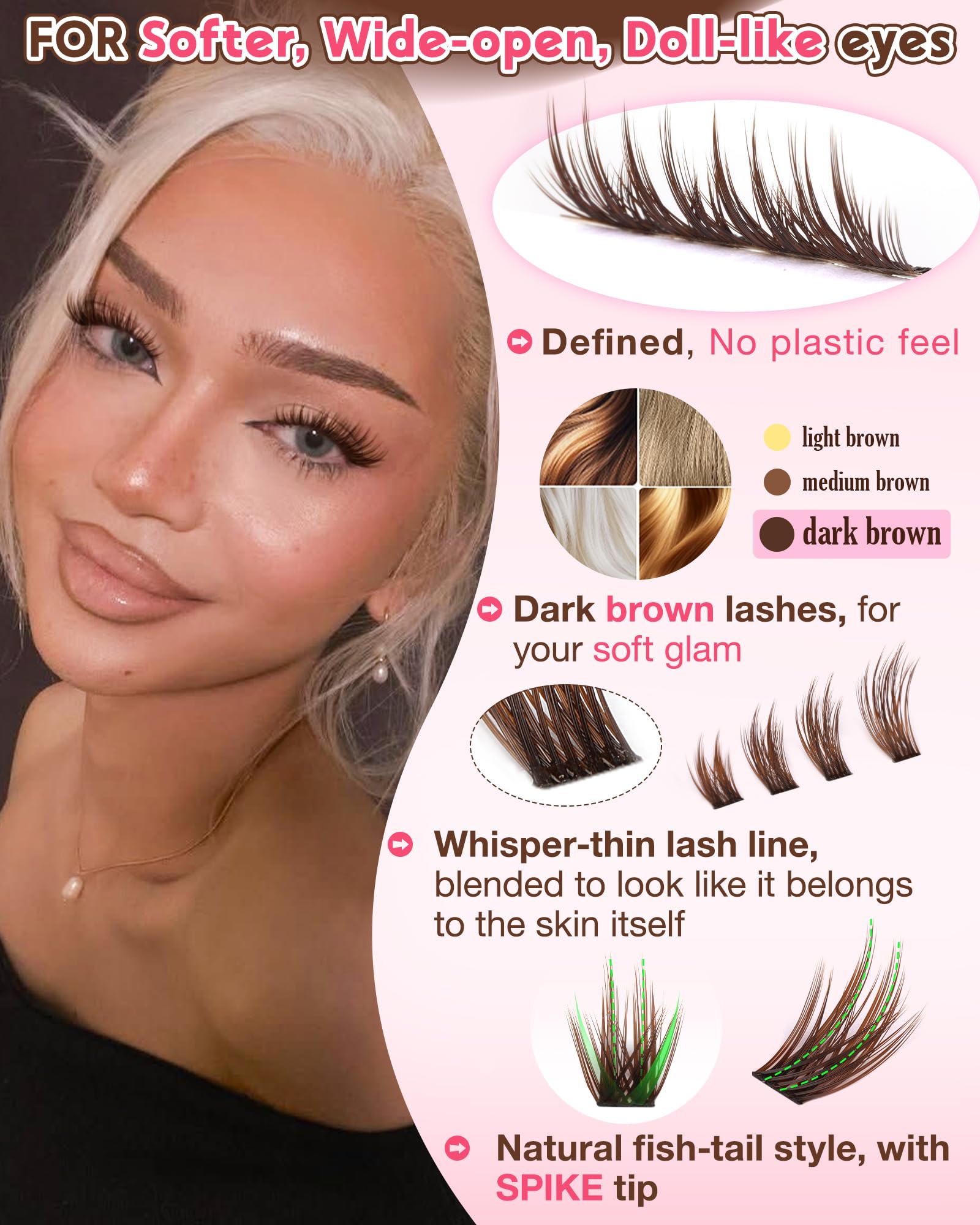 Goddvenus manga eyelash clusters with spiky fish-tail design for anime texture.