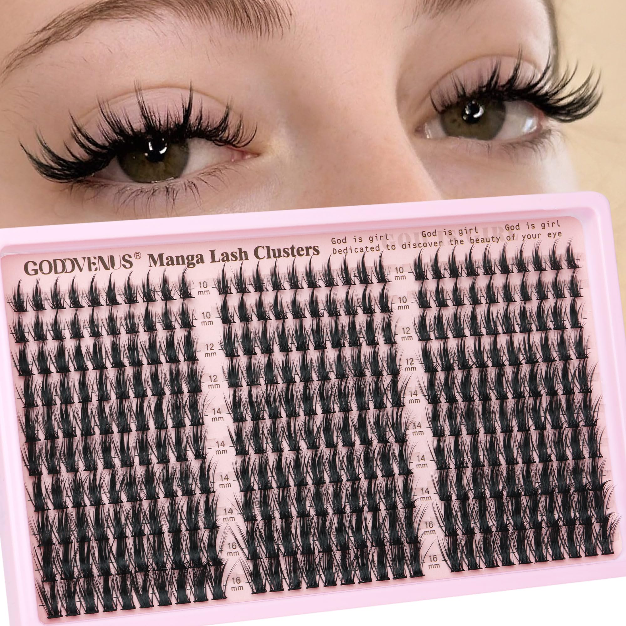 Goddvenus Manga Lash Clusters 10-16mm collection for versatile manga-inspired eyes