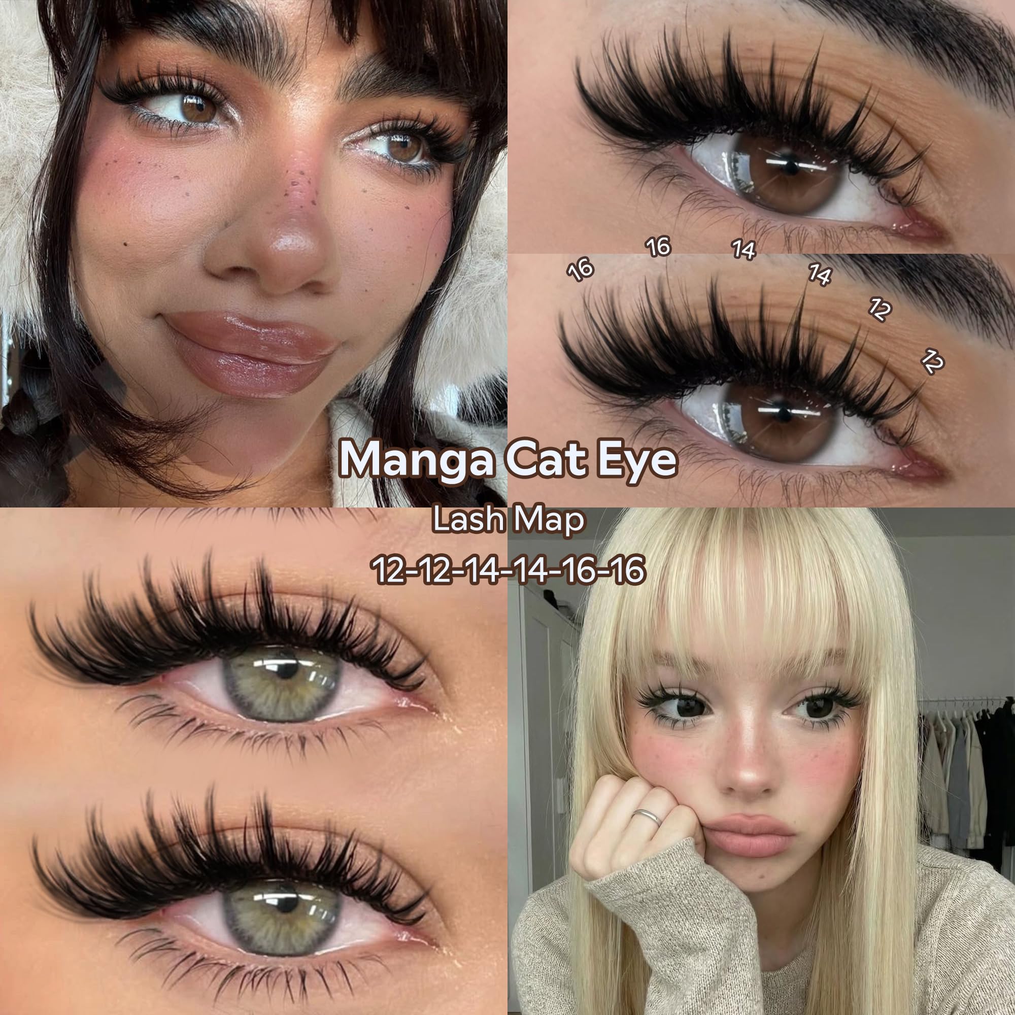 Goddvenus Manga Lash Clusters 16mm for dramatic length and lift.