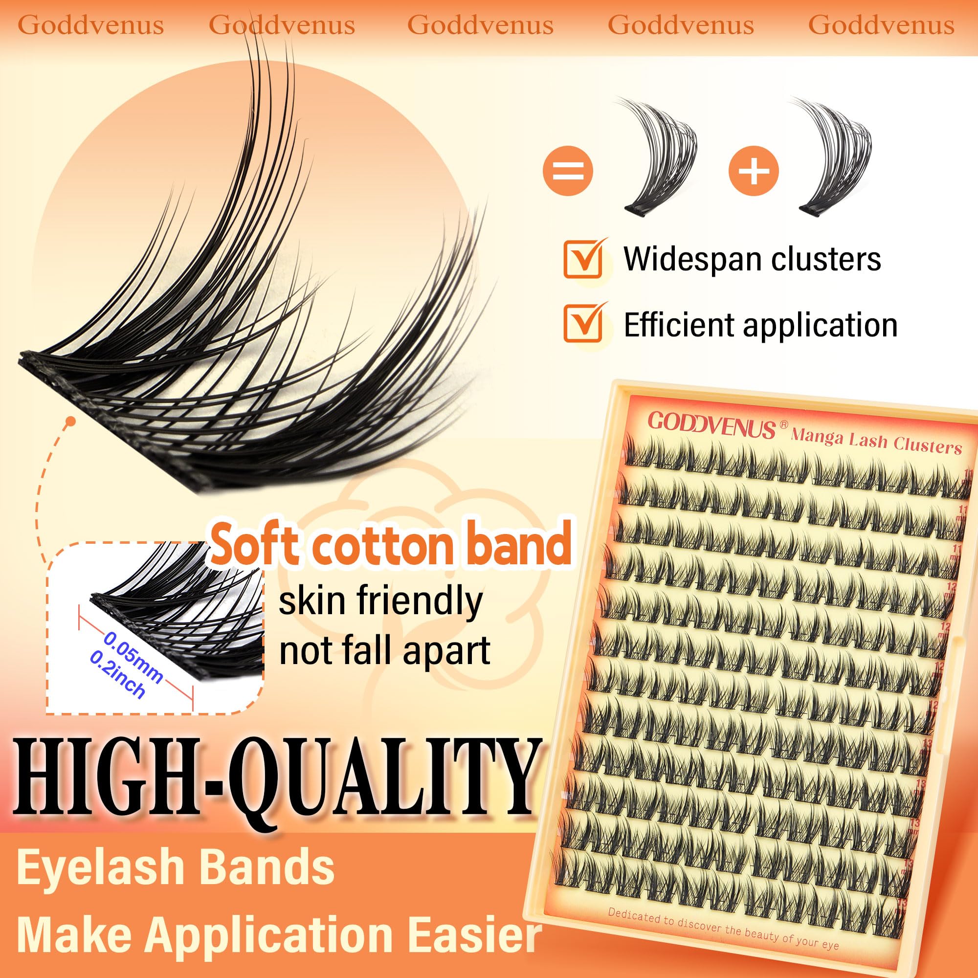 Goddvenus Manga Lash Clusters Mixed 11-13mm for customizable volume.