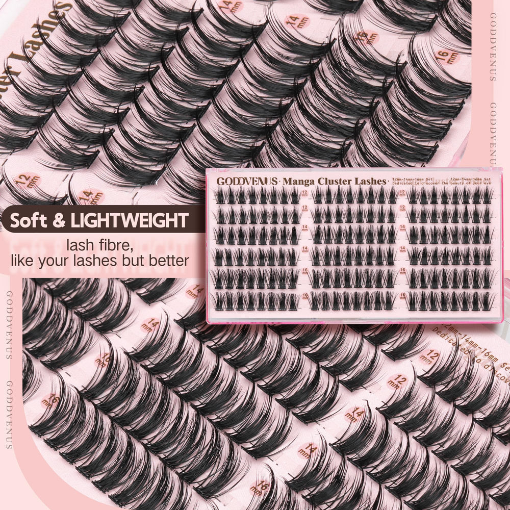 Goddvenus Manga Lash Clusters Ultralight band for all-day comfort.