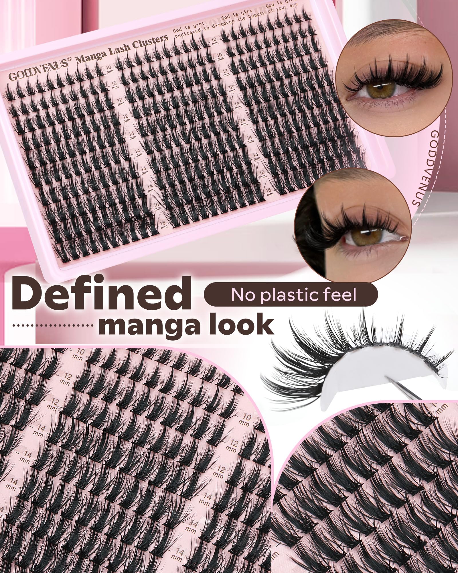 Goddvenus Natural soft fiber lash clusters feel light and realistic on your own lashes
