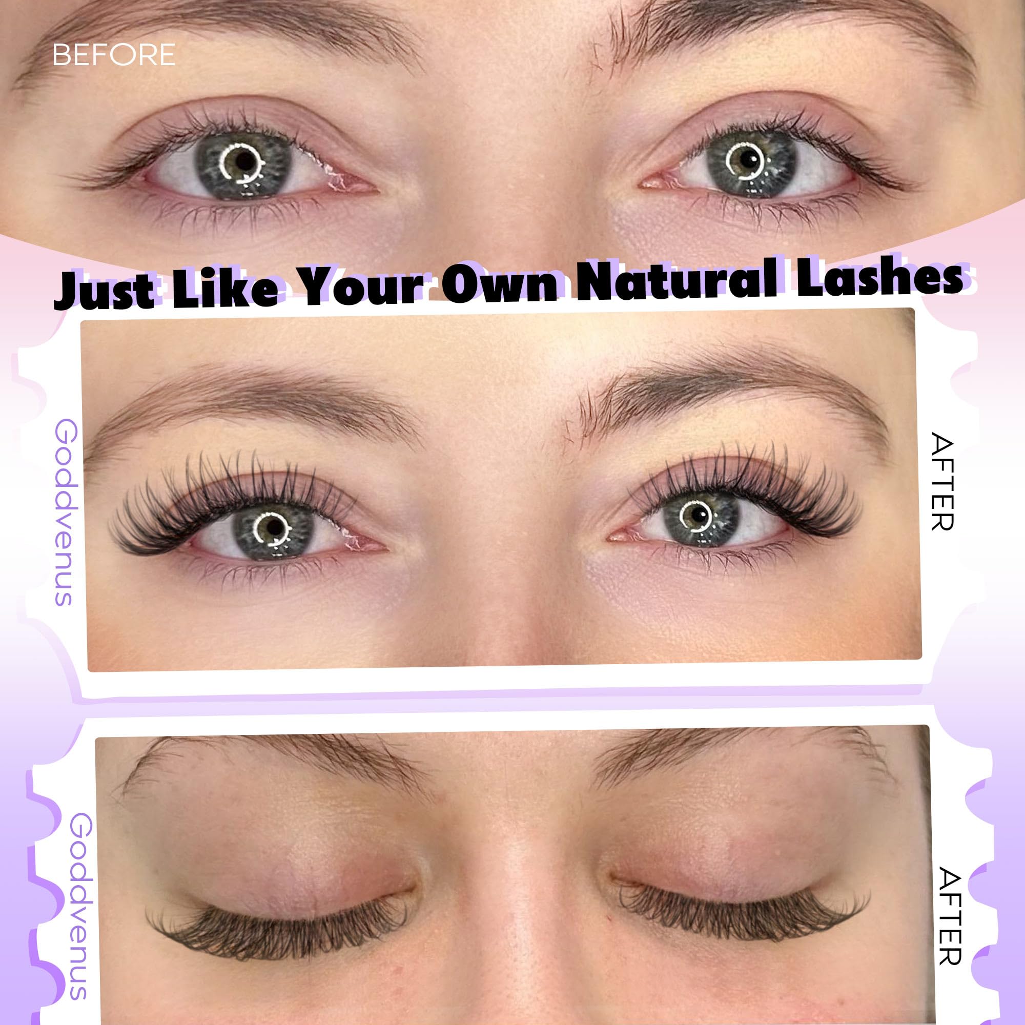 Goddvenus mixed lengths 10-16mm for a tailored lash extension.