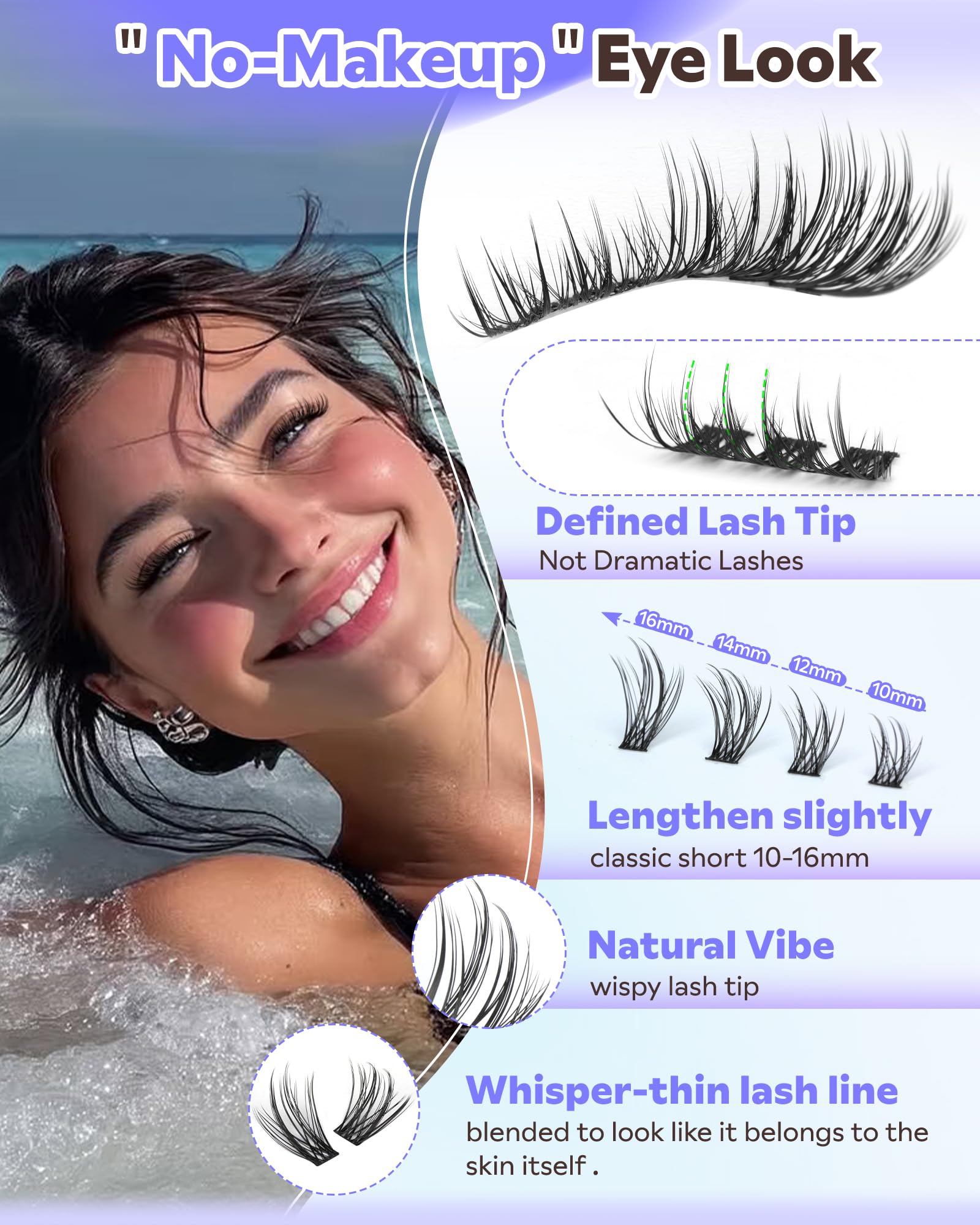Goddvenus natural-blend lash clusters during application for effortless DIY lashes.