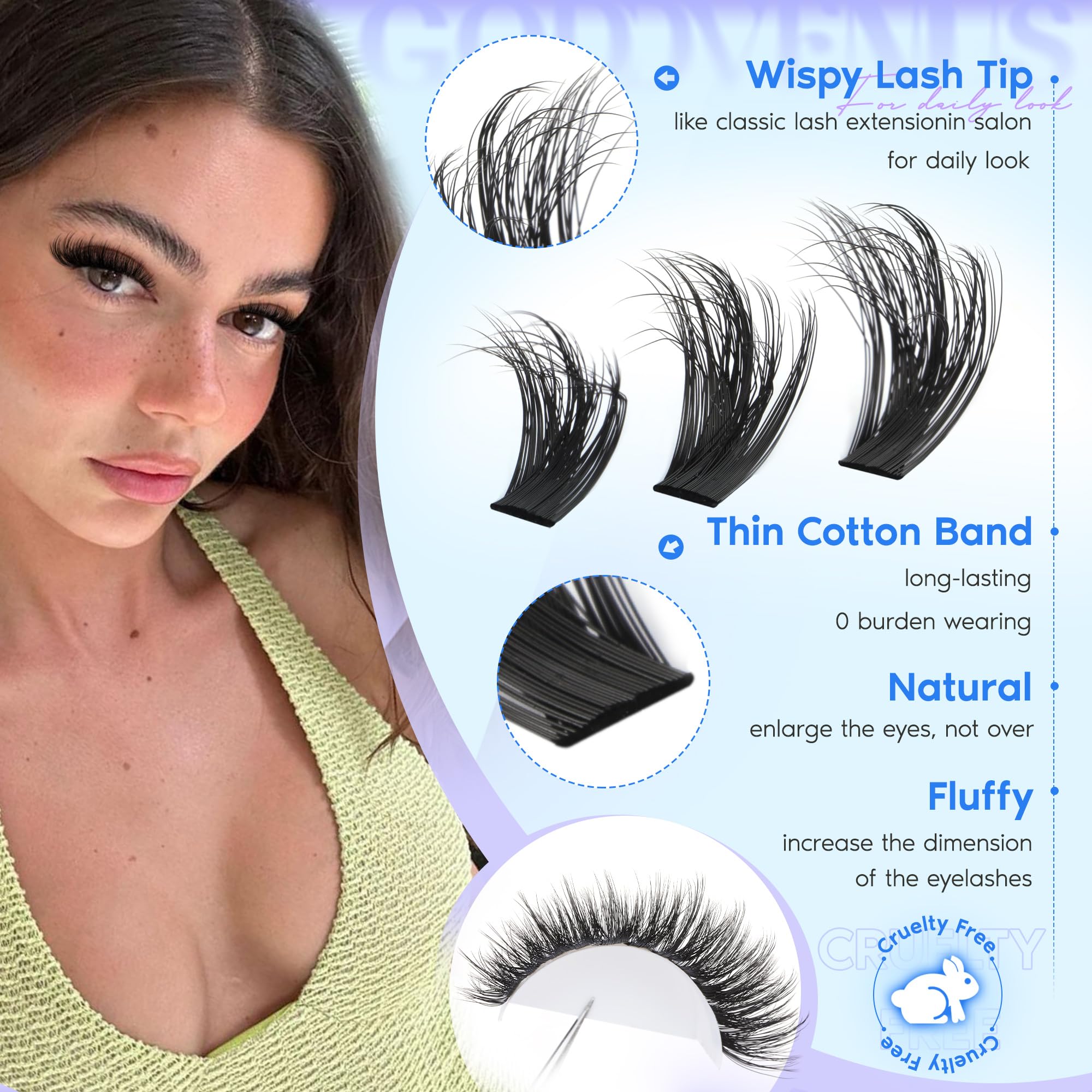 Goddvenus natural fluffy clusters blend for wispy volume