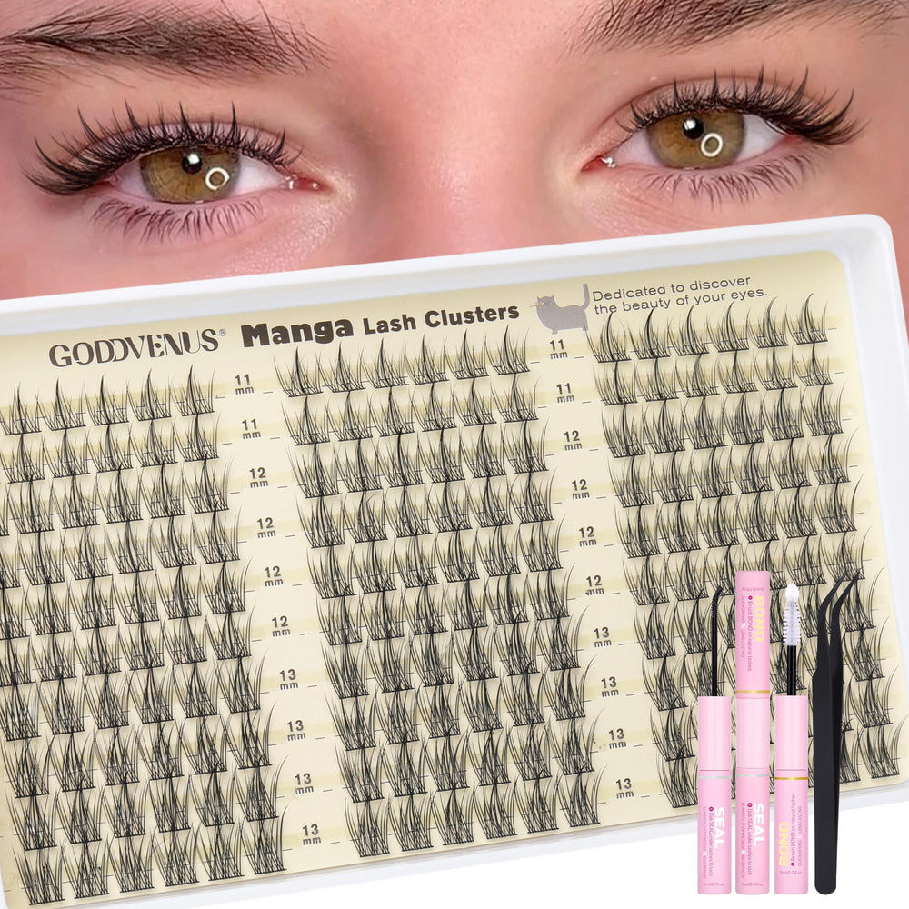 Goddvenus natural lash clusters kit close-up showing easy wear