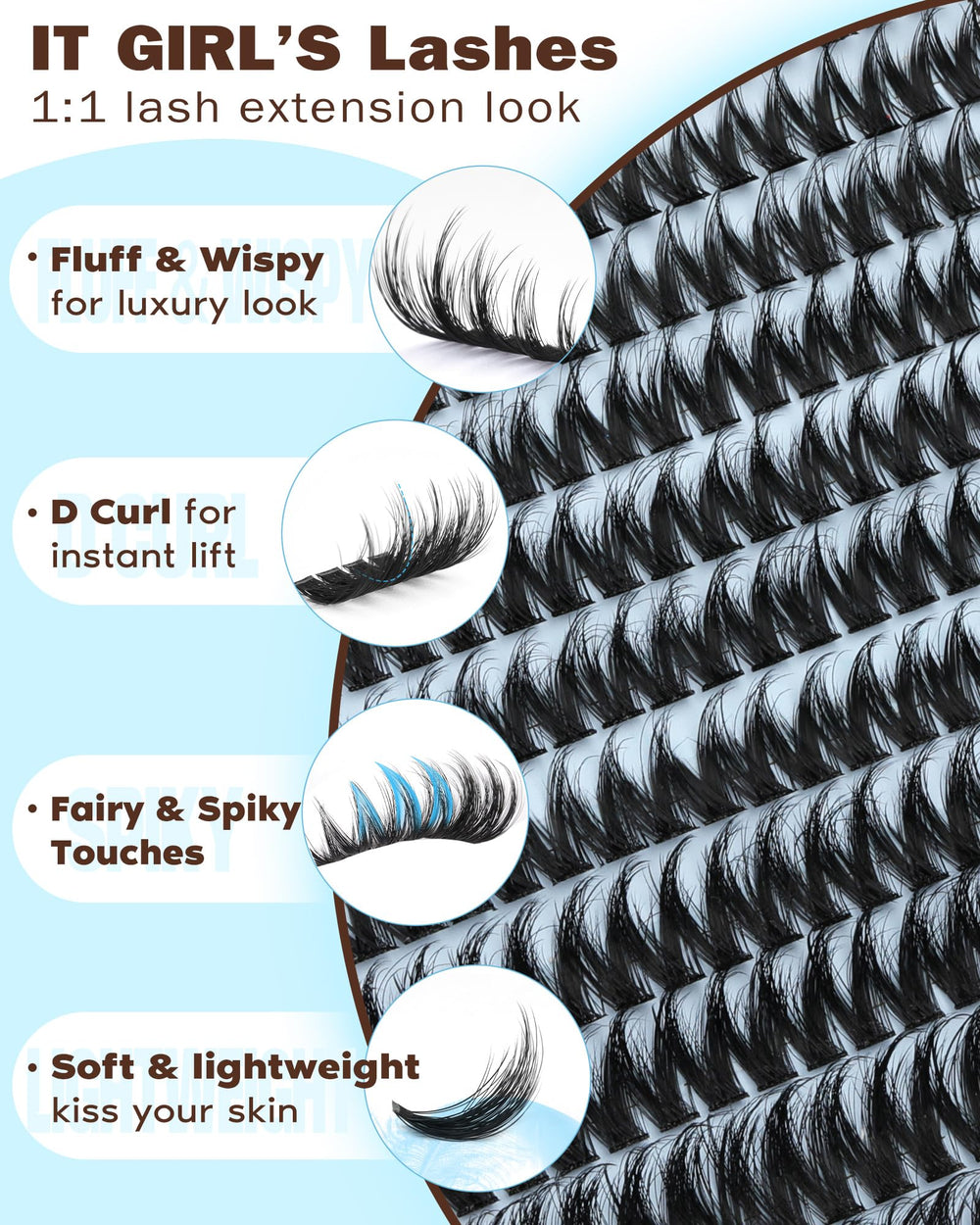 Goddvenus precision tweezers for accurate placement of lash clusters.
