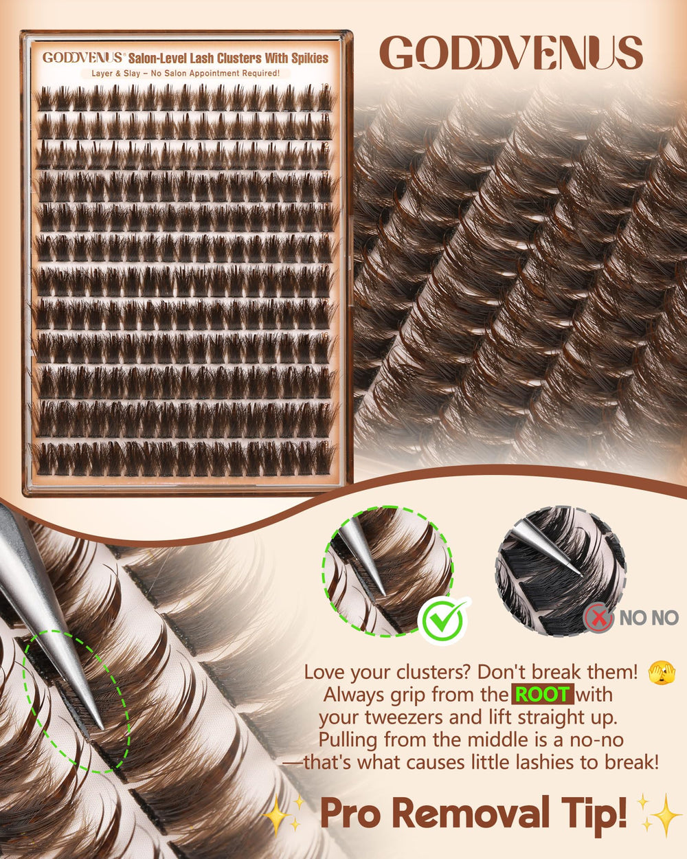 Goddvenus pro removal tip helps you lift from the root with tweezers for clean reuse
