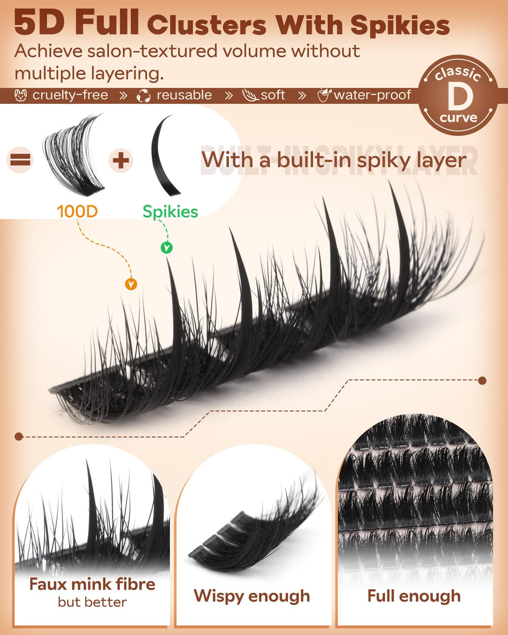 Goddvenus Faux Mink clusters are reusable and waterproof for long wear.