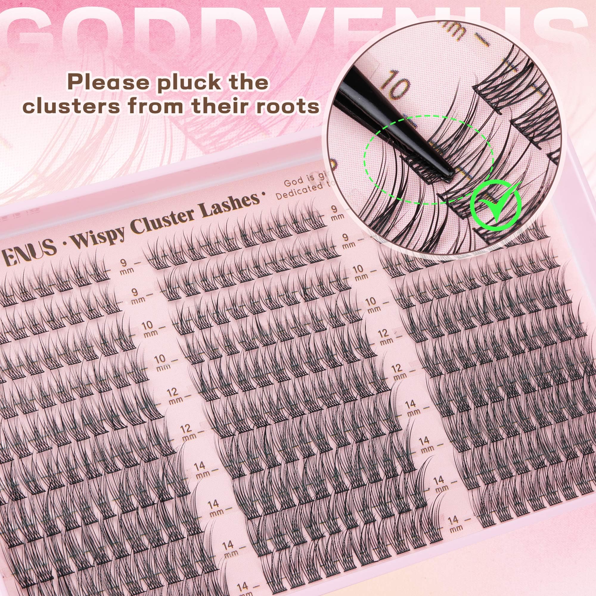 Goddvenus tweezers-included lash kit closeup highlights added tool convenience.