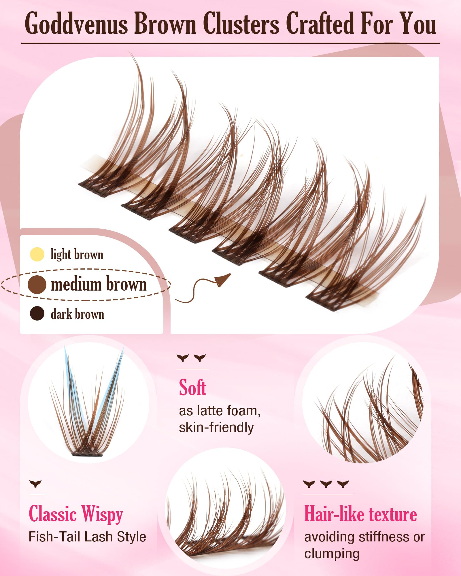 Goddvenus 300pcs clusters in varied lengths for custom eye shapes.