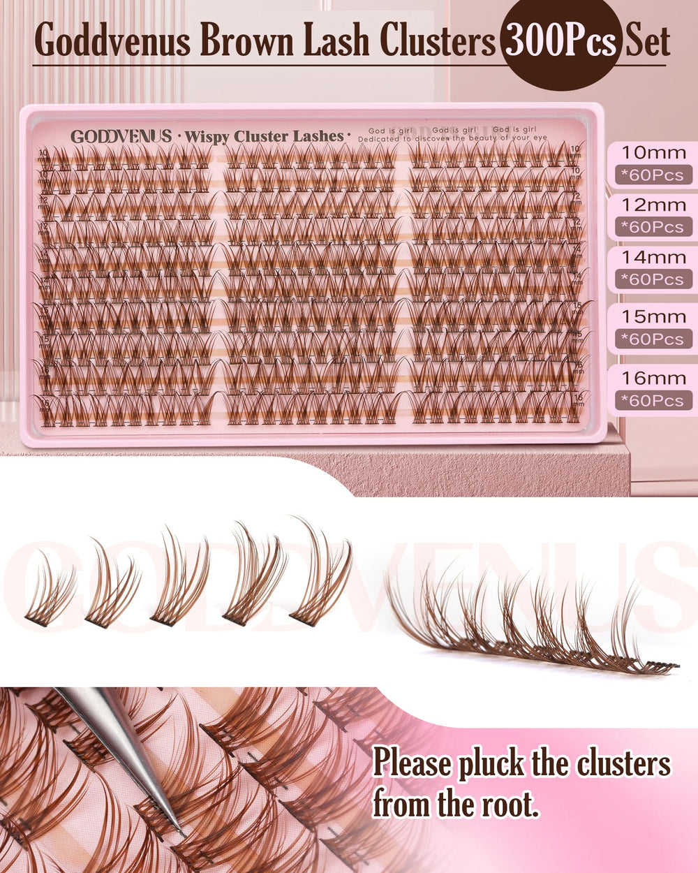 Goddvenus brown lash clusters are vegan-friendly and easy to apply.