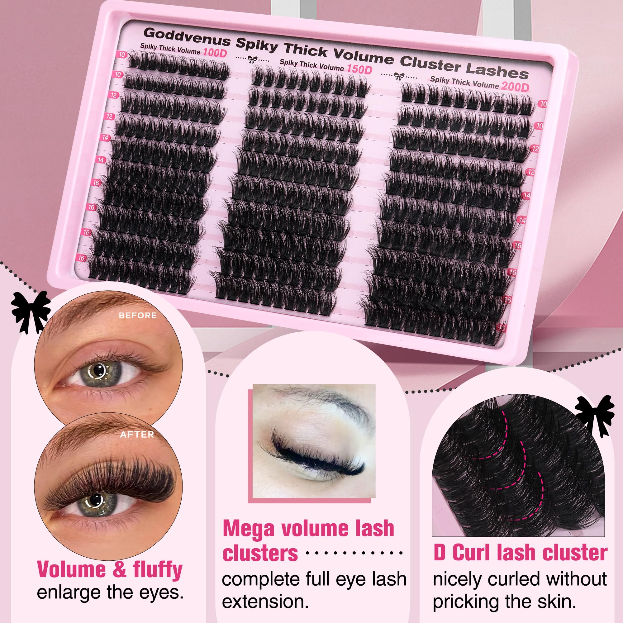 Goddvenus voluminous lash look at home with 300-piece set