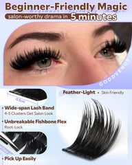 Goddvenus waterproof shower-proof lash clusters during shower use scenario