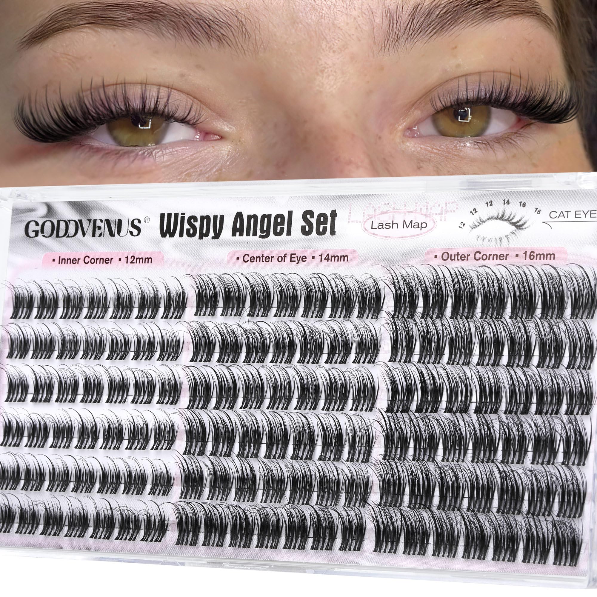 Goddvenus Wispy lash clusters 12mm for natural everyday lashes