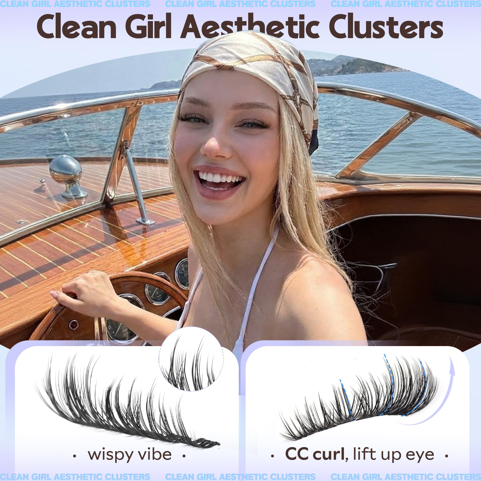 Goddvenus wispy lash clusters 14mm for a subtle eye lift.