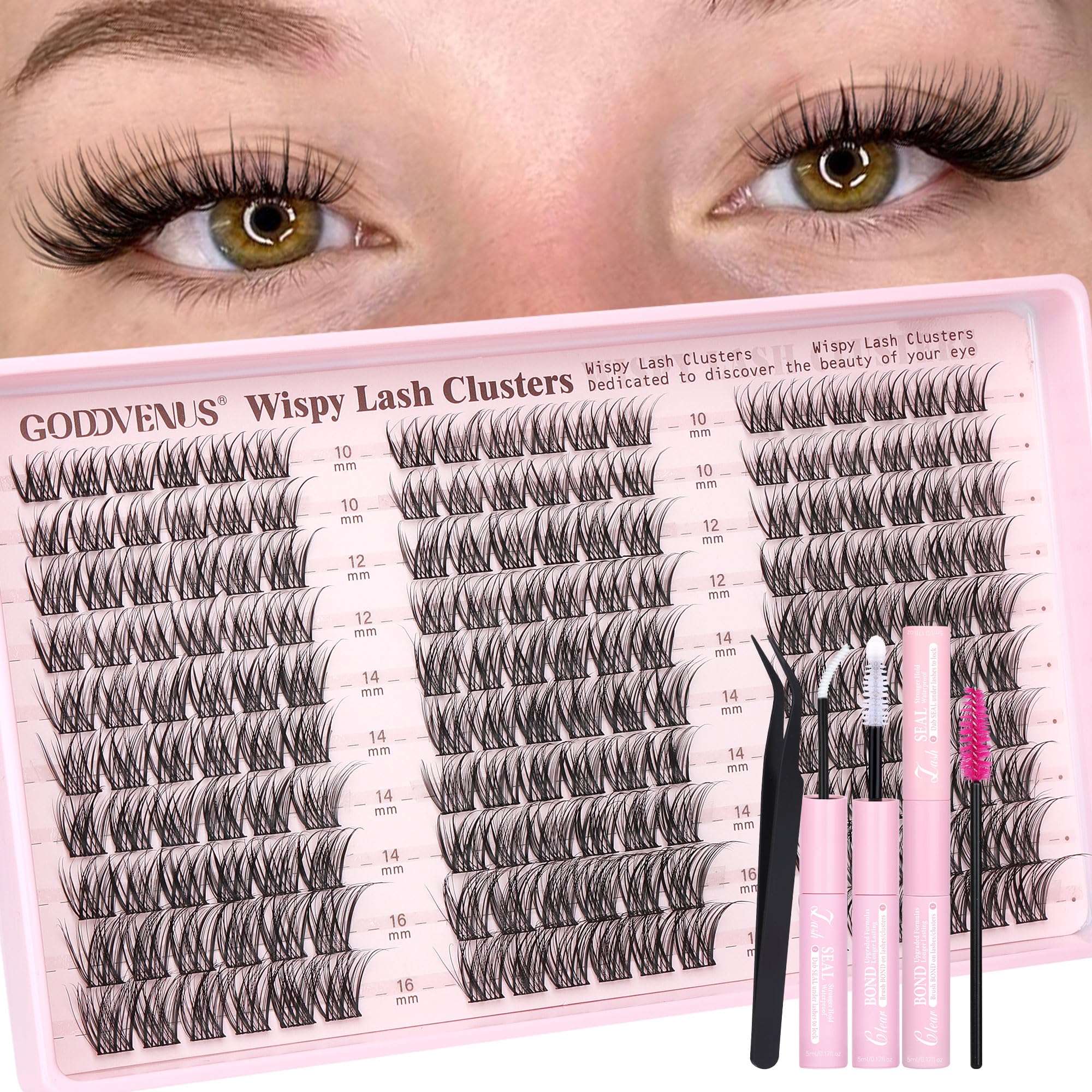 Goddvenus Wispy Lash Clusters kit for natural-definition lashes.