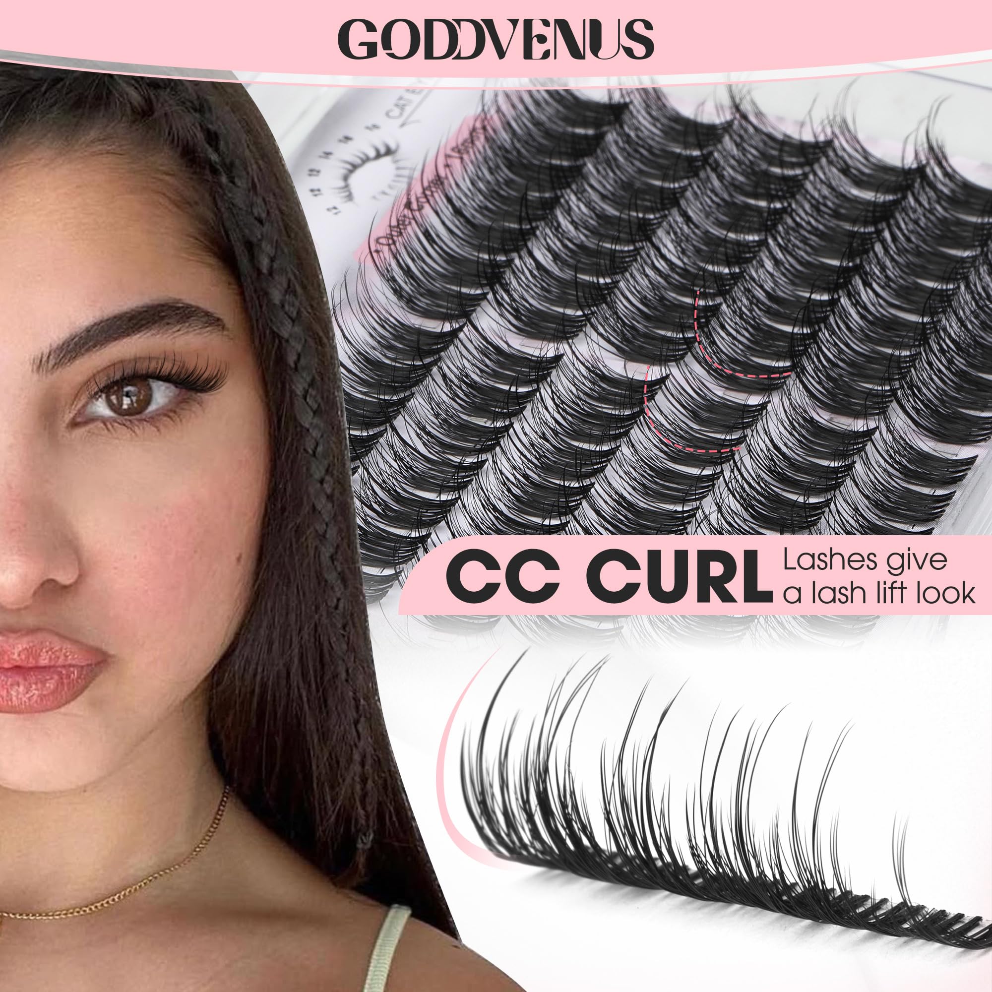 Goddvenus Wispy lash clusters Cat Eye for outer edge lift
