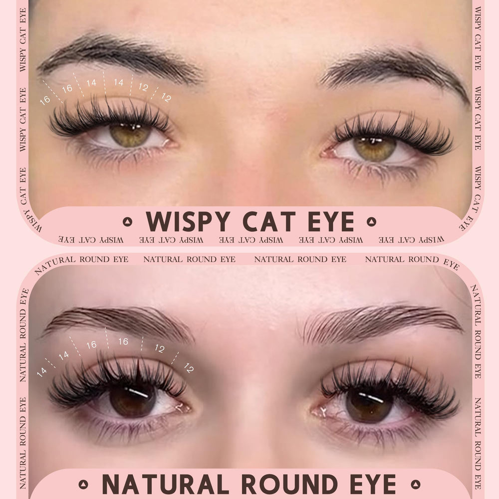Goddvenus CC-14mm lash clusters for subtle cat-eye shape and blended lashes