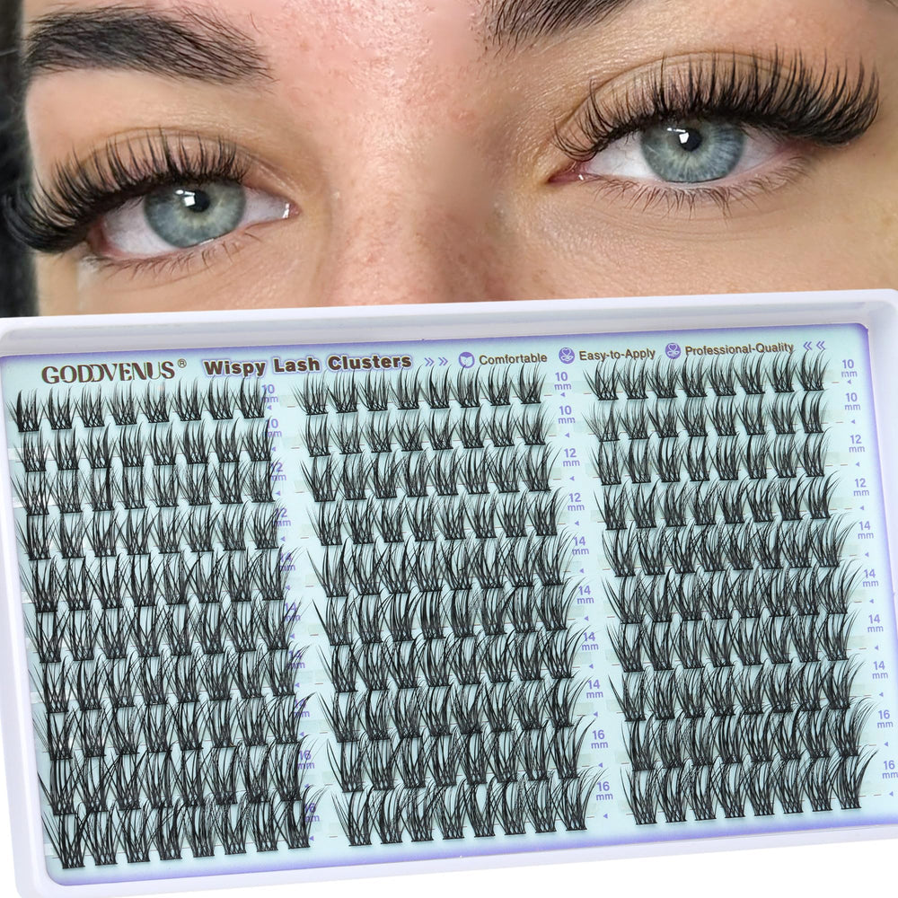 Goddvenus Wispy Lash Clusters close-up for natural feathered definition.